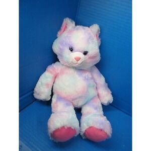 Build A Bear Workshop Plush Pastel Swirl Kitty Cat 16" Aqua Purple Pink White